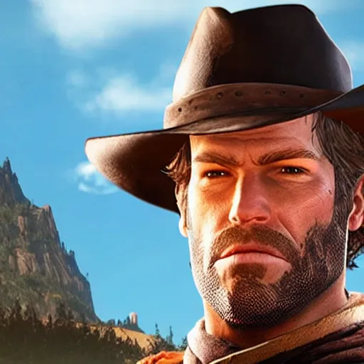 A Blender 3D version of Arthur Morgan with blue eyes