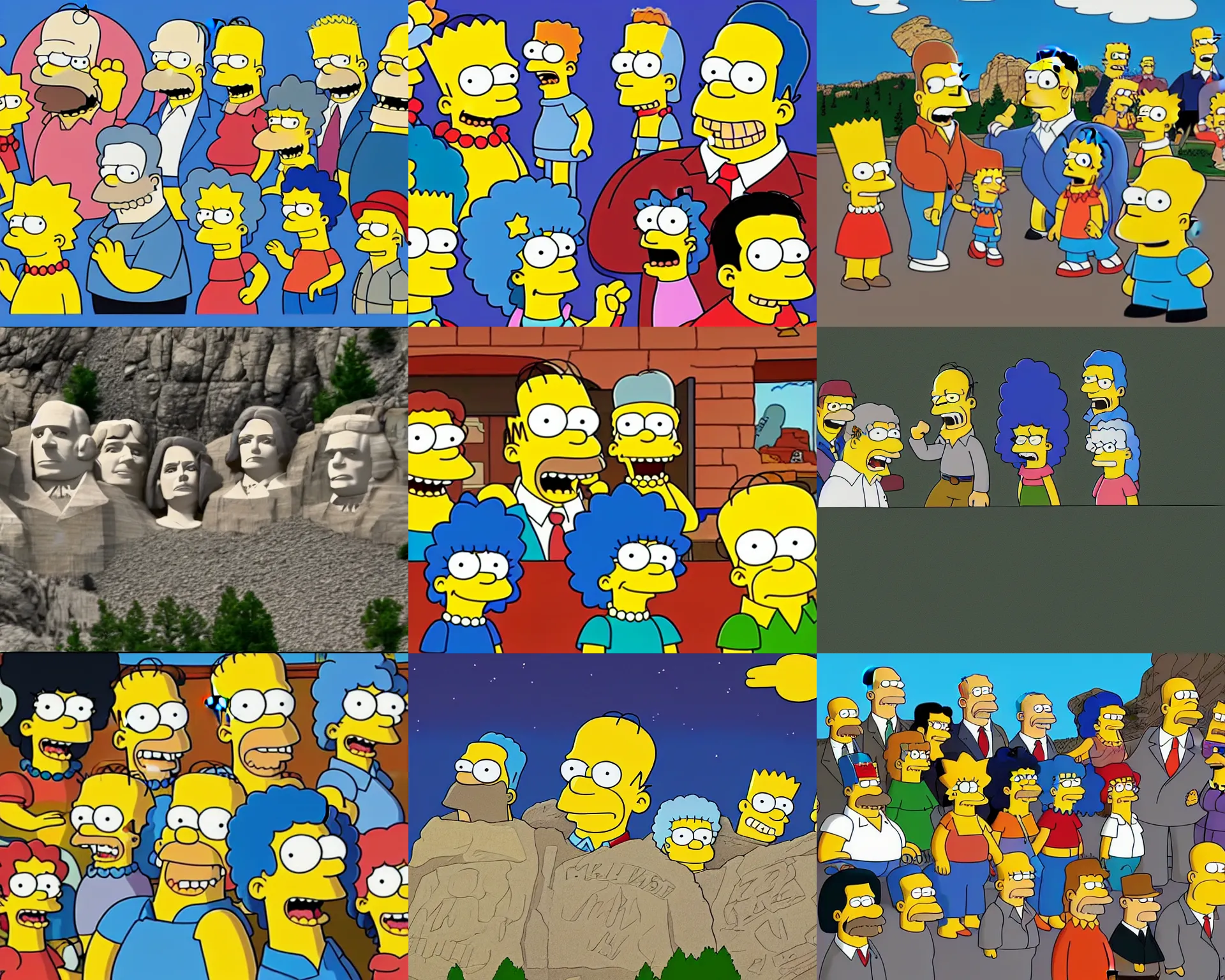 mount rushmore with the faces of the simpsons, cartoon, homer, marge, lisa, bart, maggie, crisp hd mount rushmore with the faces of the simpsons, cartoon, homer, marge, lisa, bart, maggie, crisp hd