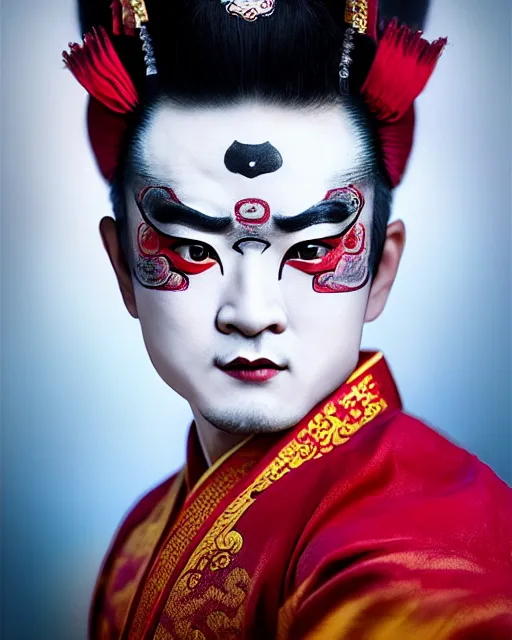 KREA photo of a Dramatic Peking Opera male character wearing