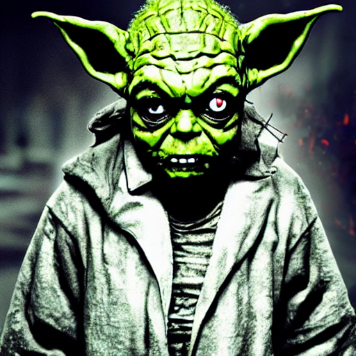 KREA zombie yoda as a zombified zombie in the walking dead