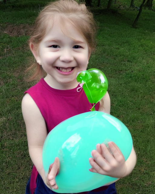 child holding a balloon tardigrade on a string. helium balloon in the