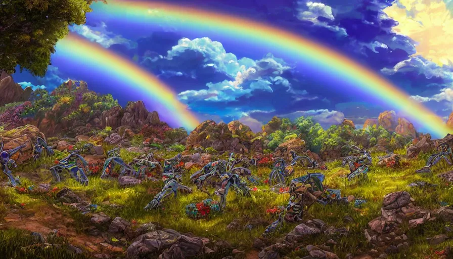 The Beautiful Dreamy Wistful Rainbow Colorful Panoramic View Of Dead 