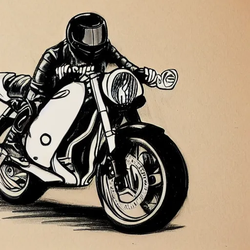 Motorbike Rider Drawing