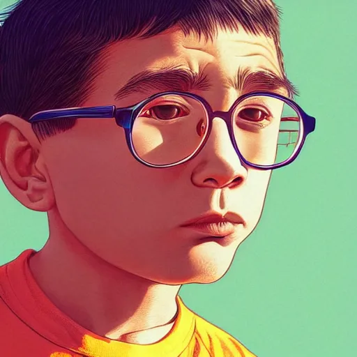 KREA a kid that looks like milhouse van houten, hyperrealistic
