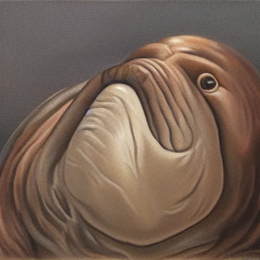 KREA - speculative evolution of a walrus detailed, oil painting