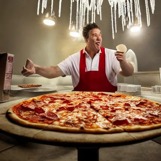 KREA Papa John eating 50 pizzas a day, sweating out loads of pizza grease and disgusting oily