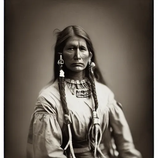 an analog 120mm film portrait of a Comanche woman, 1860, cinematic, long hair, glass plate photography, an analog 120mm film portrait of a Comanche woman, 1860, cinematic, long hair, glass plate photography,