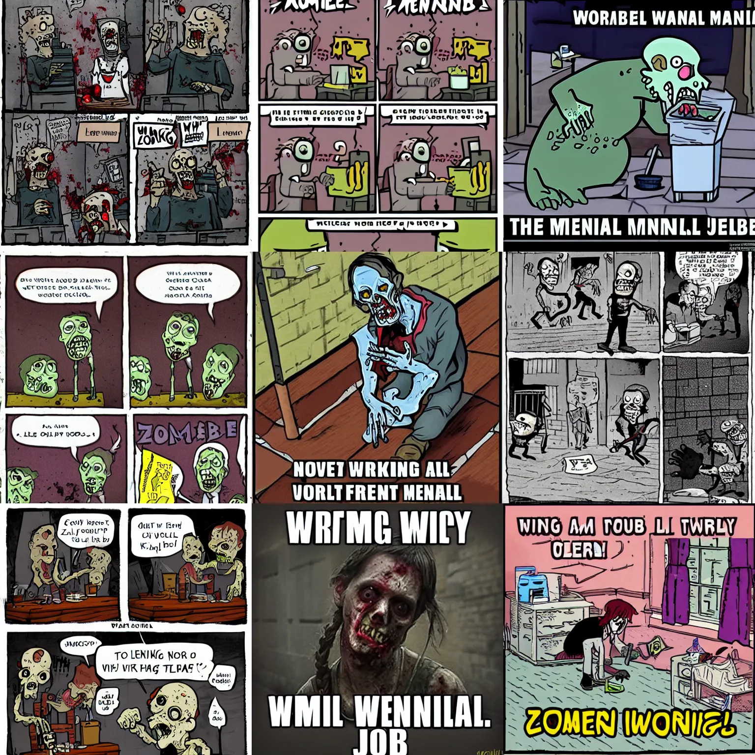 KREA zombie working menial job