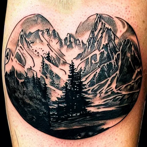 double exposure effect tattoo sketch of megan fox and beautiful mountain scenery, in the style of double exposure effect tattoo sketch of megan fox and beautiful mountain scenery, in the style of