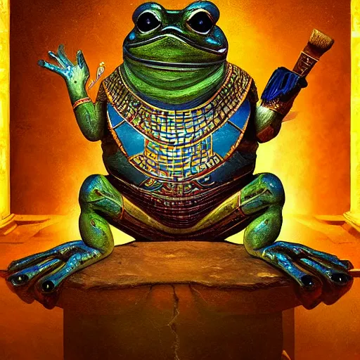 KREA ancient egyptian god of frogs, armored frog, holy religious
