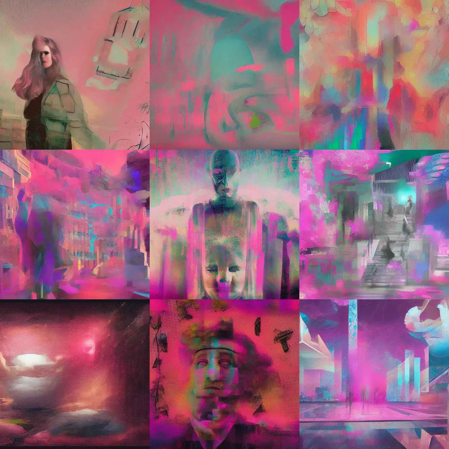 KREA weird art piece, digital painting, vaporwave, haphazardly