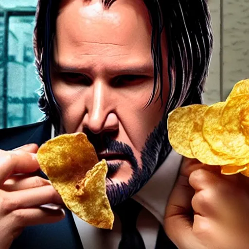 KREA john wick eating a potato chip