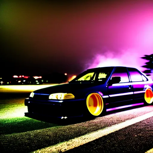 KREA a car JZX90 turbo drift at illegal car meet, Chiba prefecture