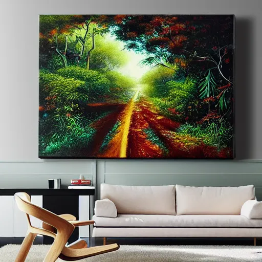 KREA varnished oil painting in right colors, high dynamic range