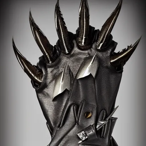 KREA gloves with metal claws, old leather gloves with attached talons