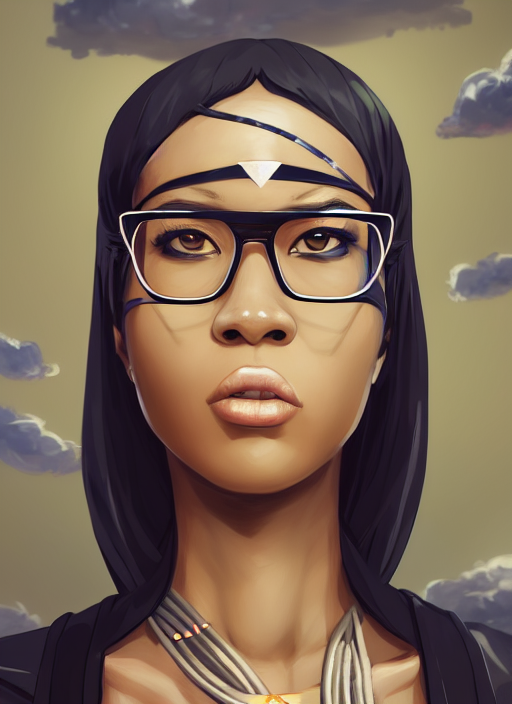 KREA attractive female portrait of african ninja, with glasses on