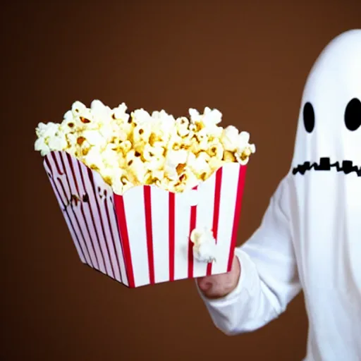 KREA a ghost eating popcorn