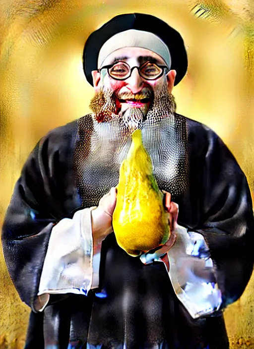 KREA A bearded old orthodox Jew with a white shirt, black yamaka