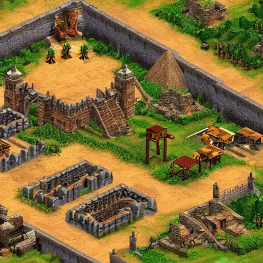 KREA isometric map of age of empires video game website , procedural