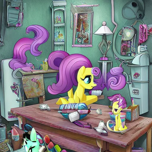 KREA my little pony glue factory, horror, detailed digital