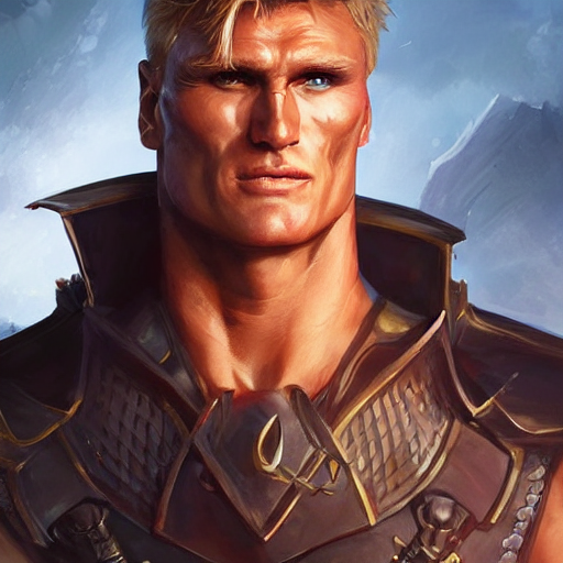 digital fantasy portrait of dolph lundgren as a D&D paladin, by artgerm and Greg Rutkowski