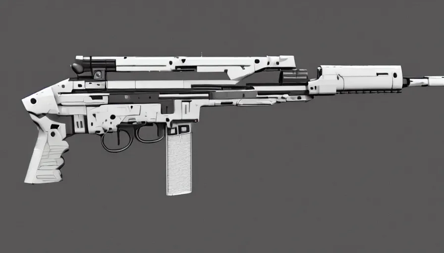 KREA extremely detailed realistic side view of a sci fi bullpup gauss
