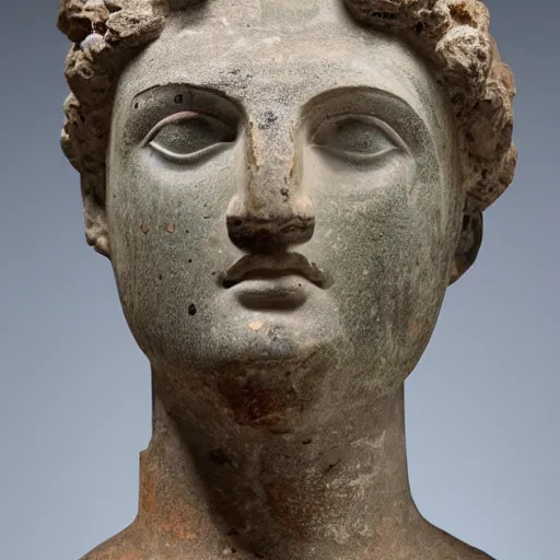 KREA an ancient greek statue, with visible wear and broken nose