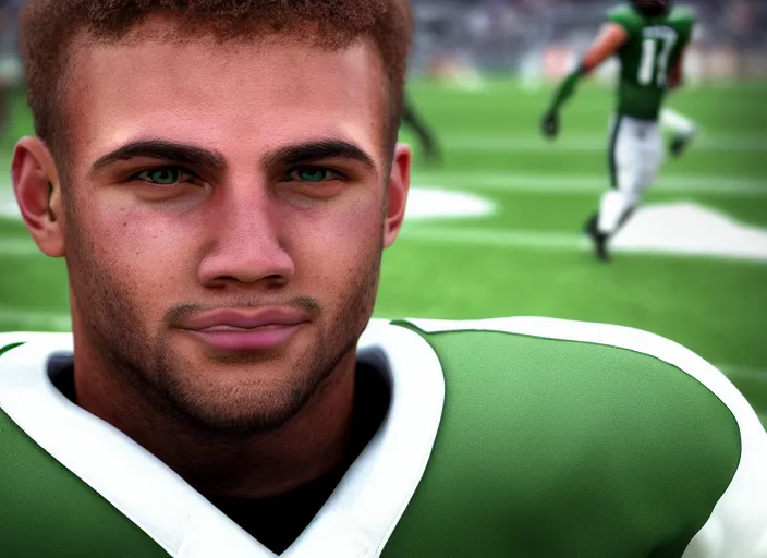 KREA facial portrait of a football player on the sidelines