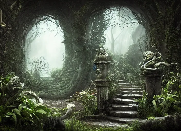 KREA secret garden, in the style of pan's labyrinth movie, spiral