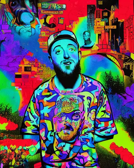 KREA mac miller, lsd trip, by john keebs lee, pittsburgh, blue slide