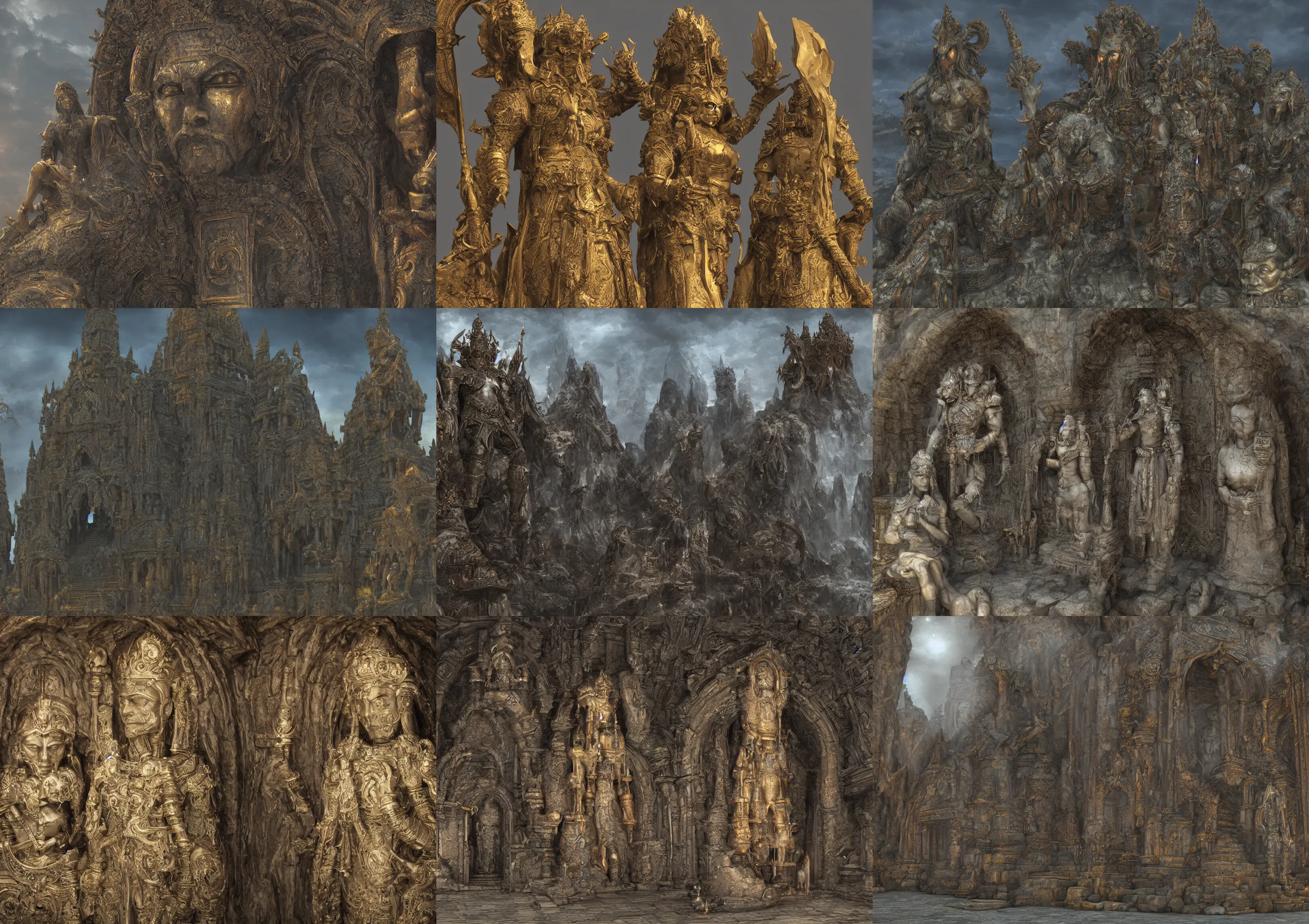 KREA shrine of panur the implacable and the associated statue and the