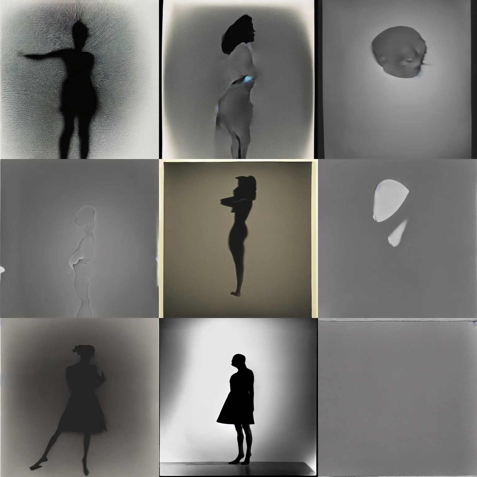 KREA a photogram depicting a silhouette of an angry female. depth