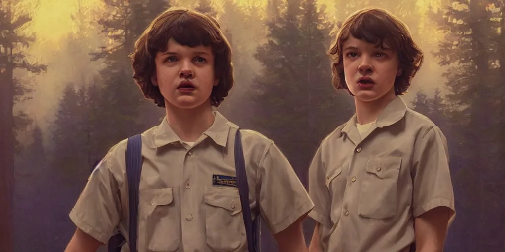 KREA Mike Wheeler in Stranger Things, hyperrealism, no blur, 4k