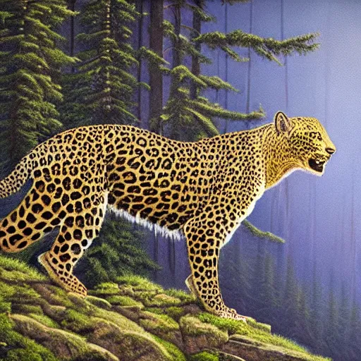 KREA ((cryptid)) in banff national park, by Jason Edmiston, spottedleopard muscular intrepid