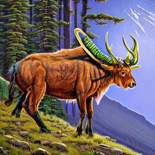 KREA ((cryptid)) in banff national park, by Jason Edmiston, spotted muscular intrepid green