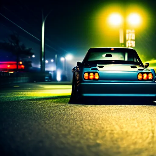 KREA a car GTR drift at illegal car meet, Chiba prefecture, city