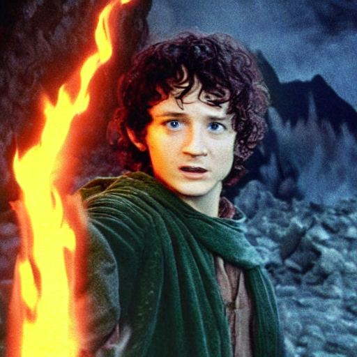 KREA Frodo taking a selfie after destroying the one Ring at Mount