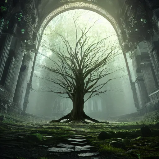 KREA a beautiful giant tree growing in the middle of an ancient vast
