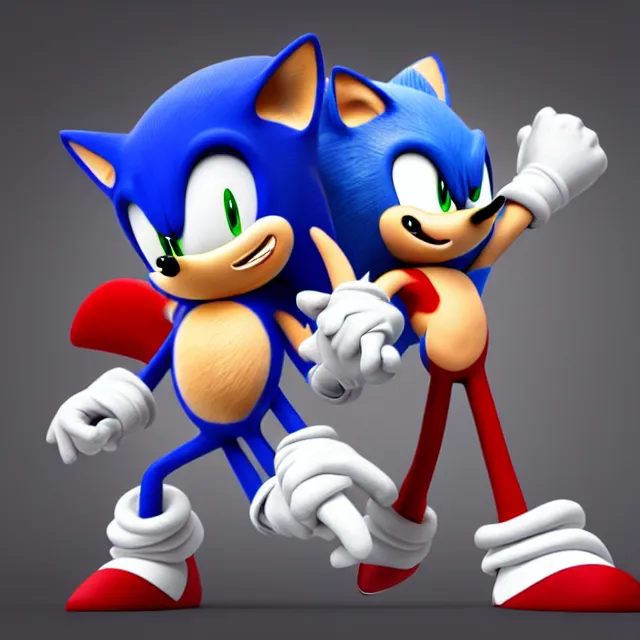 KREA - classic sonic the hedgehog made of liquid goop, swirling