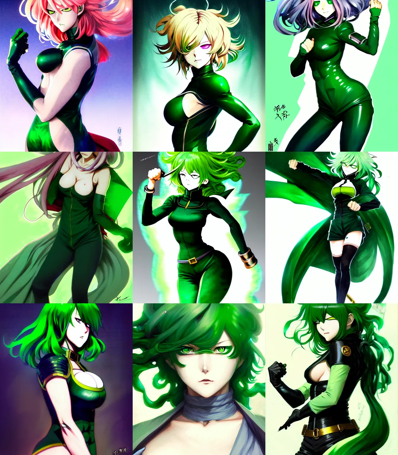 rogue anime girl Tatsumaki from One punch man, hourglass slim figure, green hair and attractive features, rogue anime girl Tatsumaki from One punch man, hourglass slim figure, green hair and attractive features,