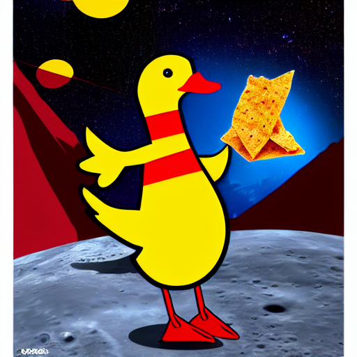 KREA Cyber duck eating Doritos on the moon 5