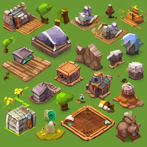 KREA A isometric game assets spritesheet from dofus Online, tree of savior and mobile. HD