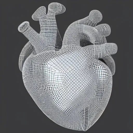 highly detailed, anatomically accurate, 3D model of a human heart, made