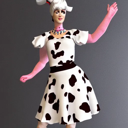 KREA A Marvelous Designer render of a cow costume with Holstein