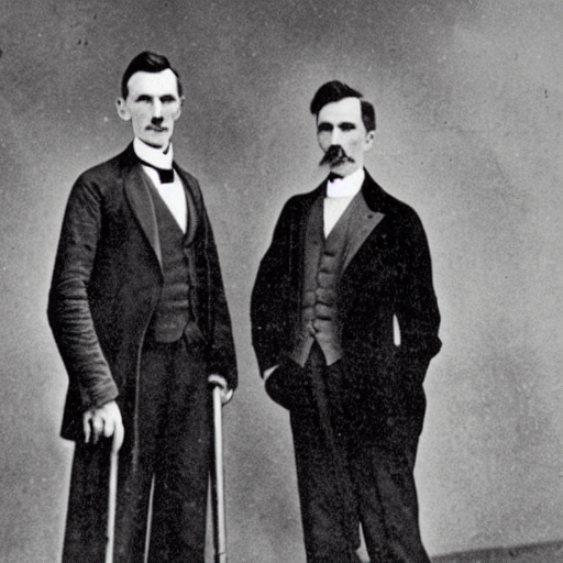 nikola tesla next to elon musk photography 1 9 0 0