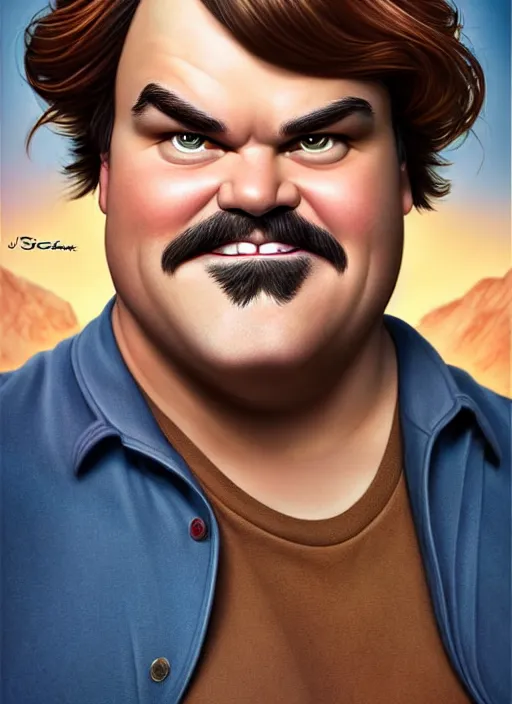 KREA disney character jack black, professionally retouched, muted