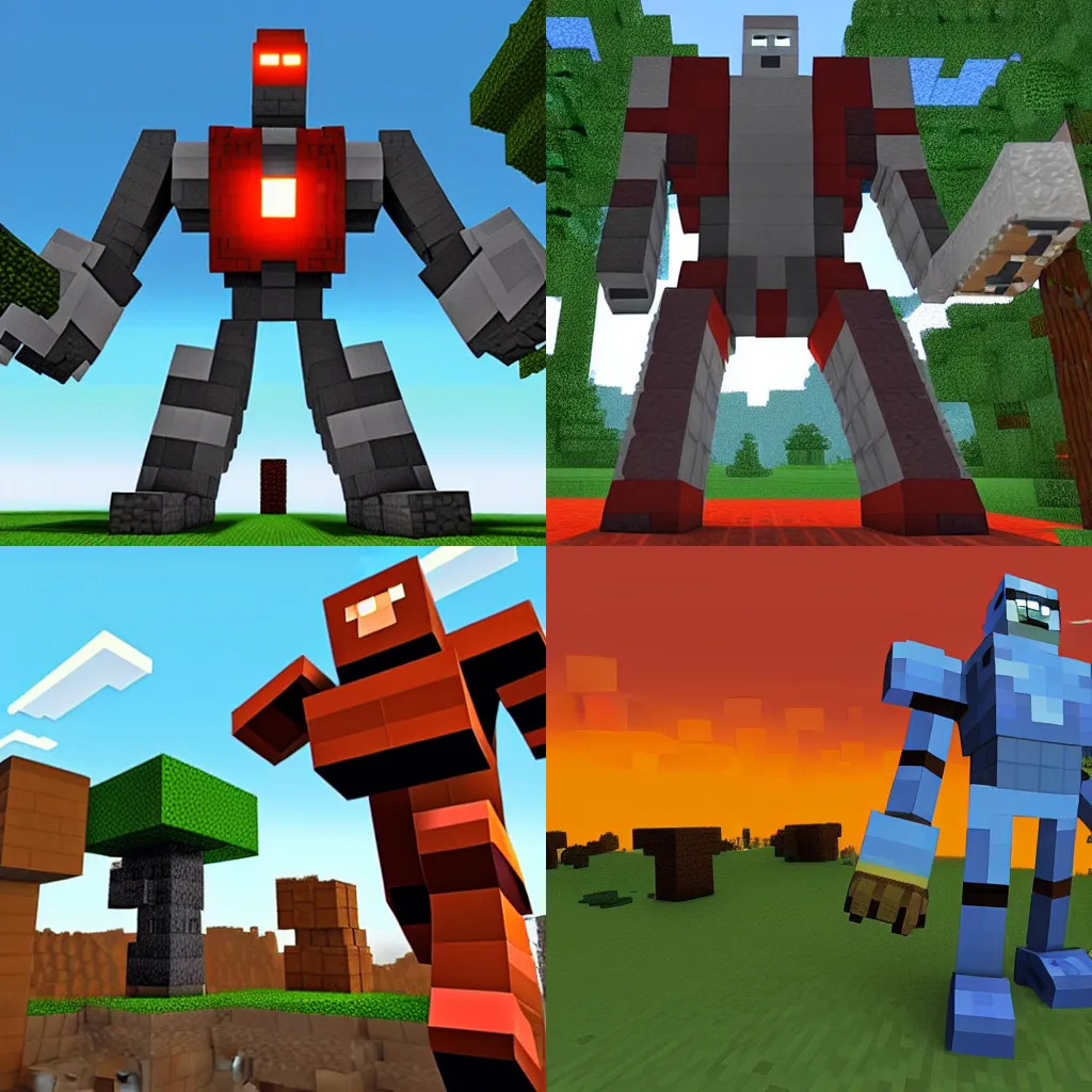 KREA iron giant in minecraft wreaking havoc