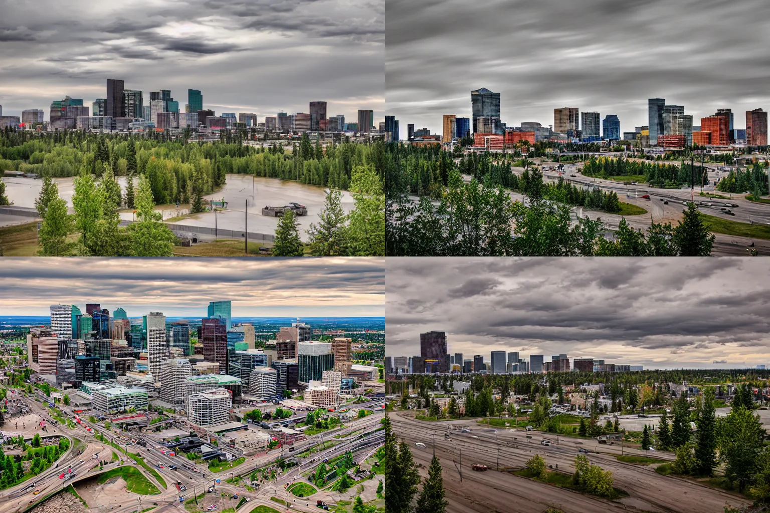 KREA urban landscape photo of Edmonton Alberta, humid evening