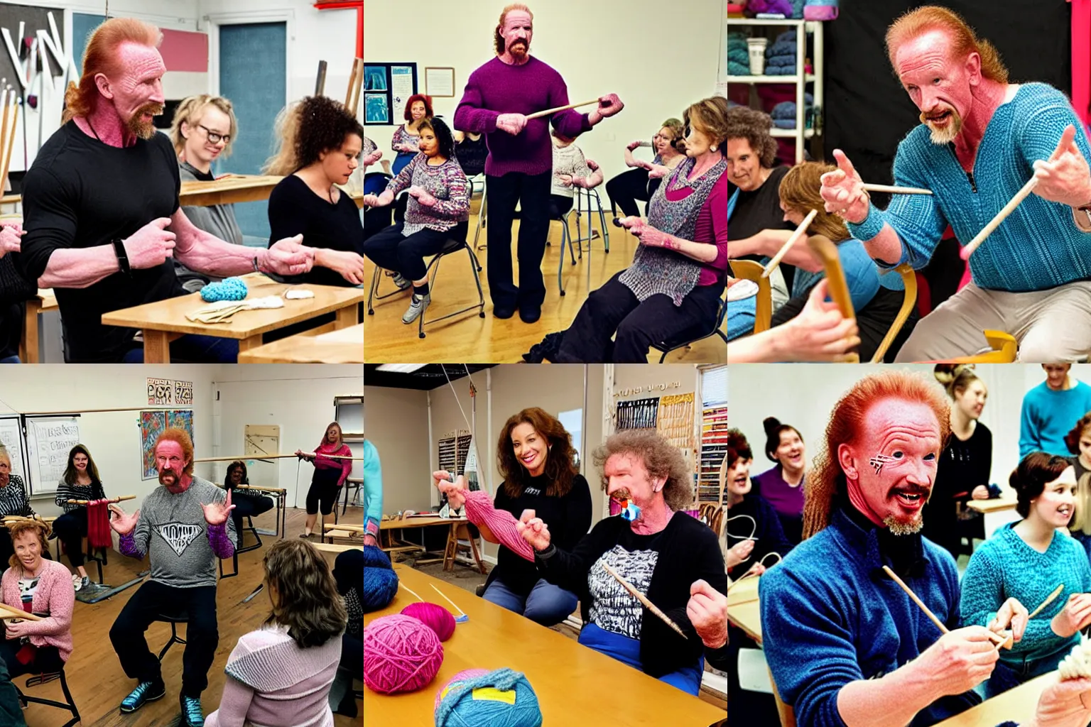 KREA Diamond Dallas Page teaching a knitting class. photo from New