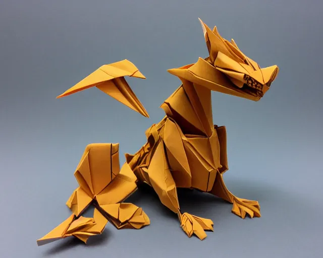 KREA complicated origami of a dragon by kamiya satoshi, complex and